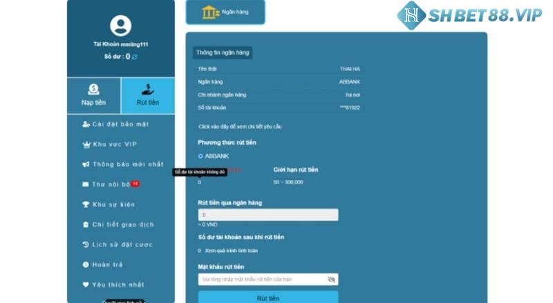 Cung cấp ngân hàng rút tiền SHBET