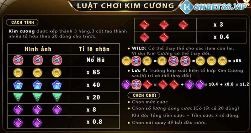 Luật lệ tham gia chơi trò chơi jackpot nổ hũ Kim Cương